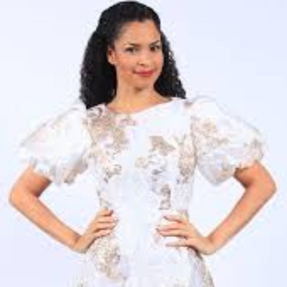 DIANA WHITE & GOLD 💛💛JACQUARD DRESS
